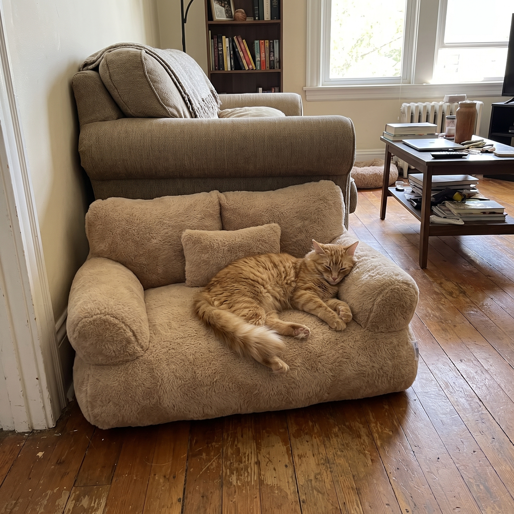 Pet using the product in a real home