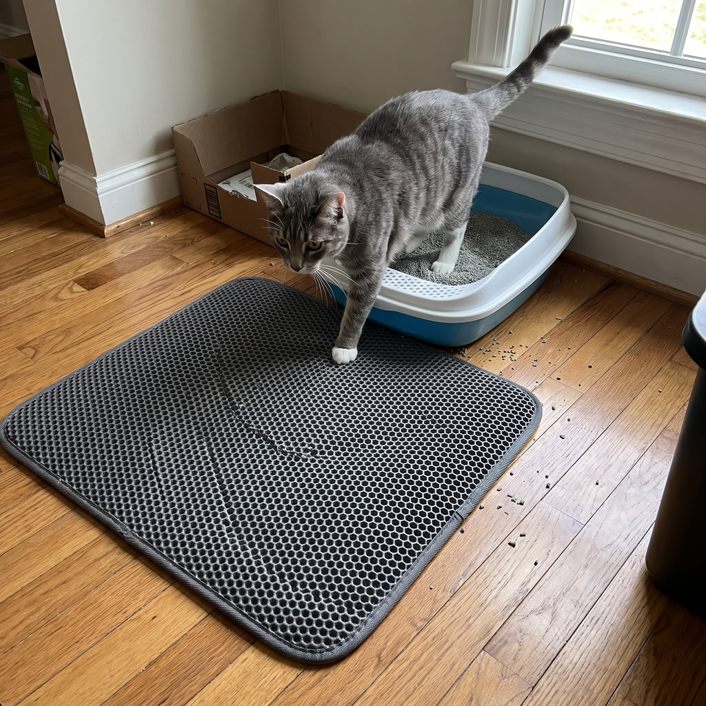 Pet using the product in a real home