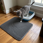 Pet using the product in a real home
