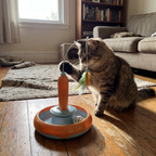 Pet using the product in a real home