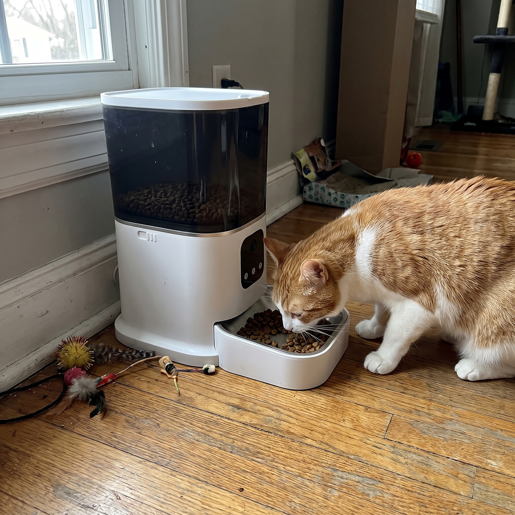 Pet using the product in a real home