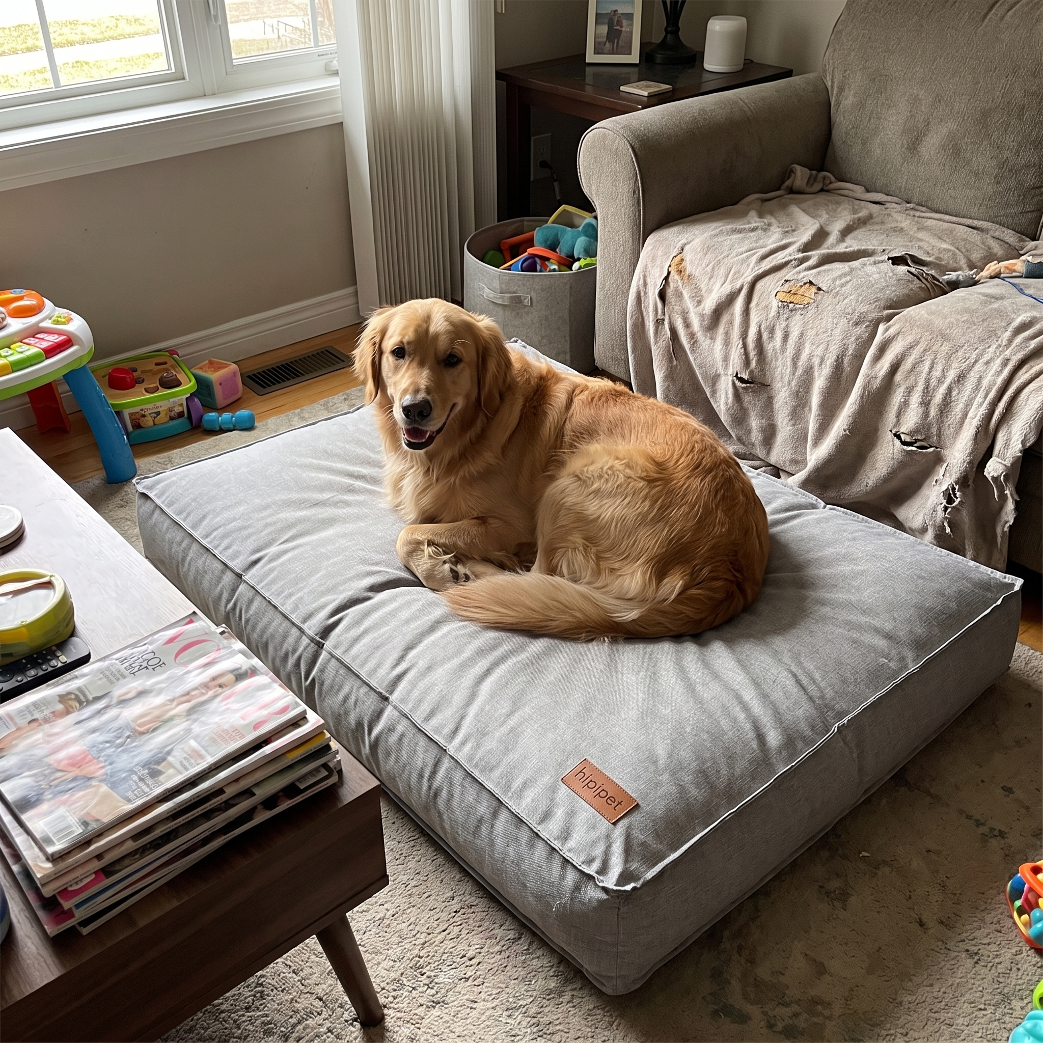 Pet using the product in a real home