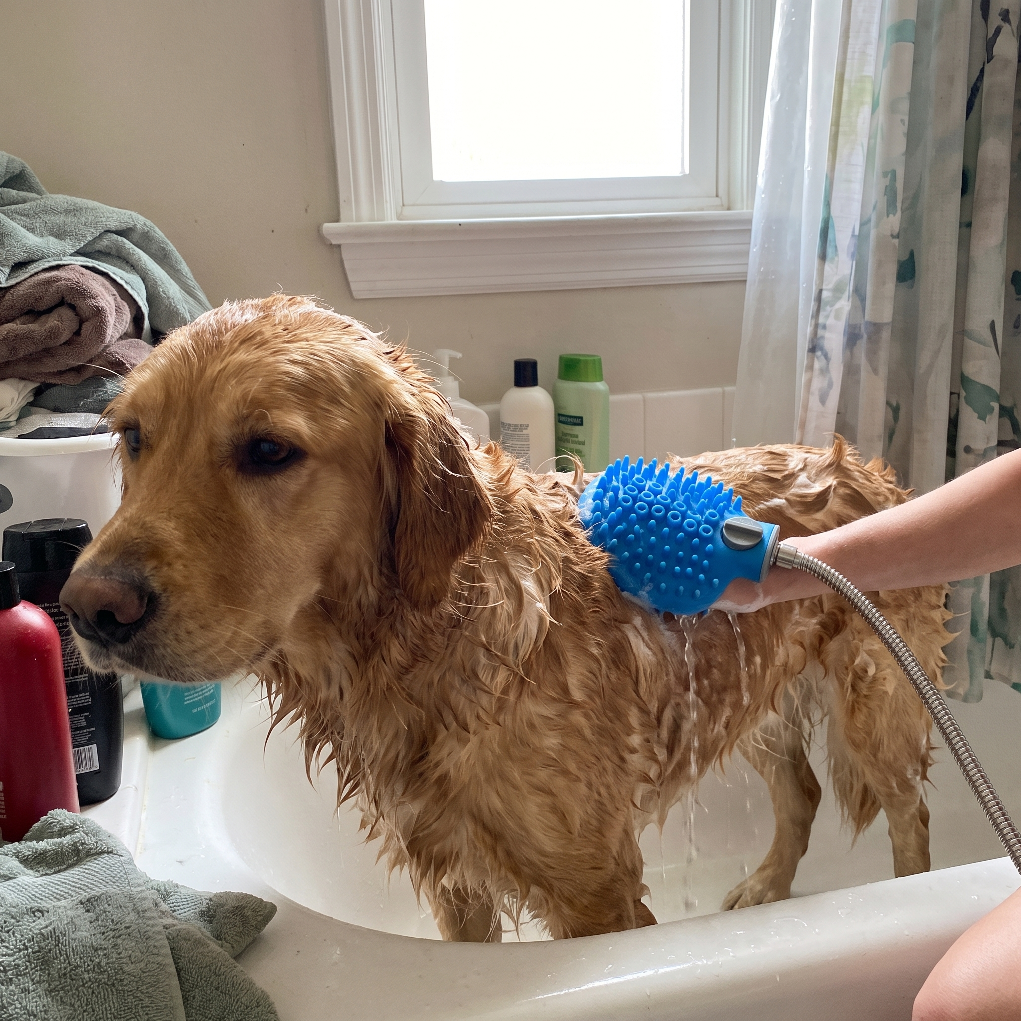 Pet using the product in a real home
