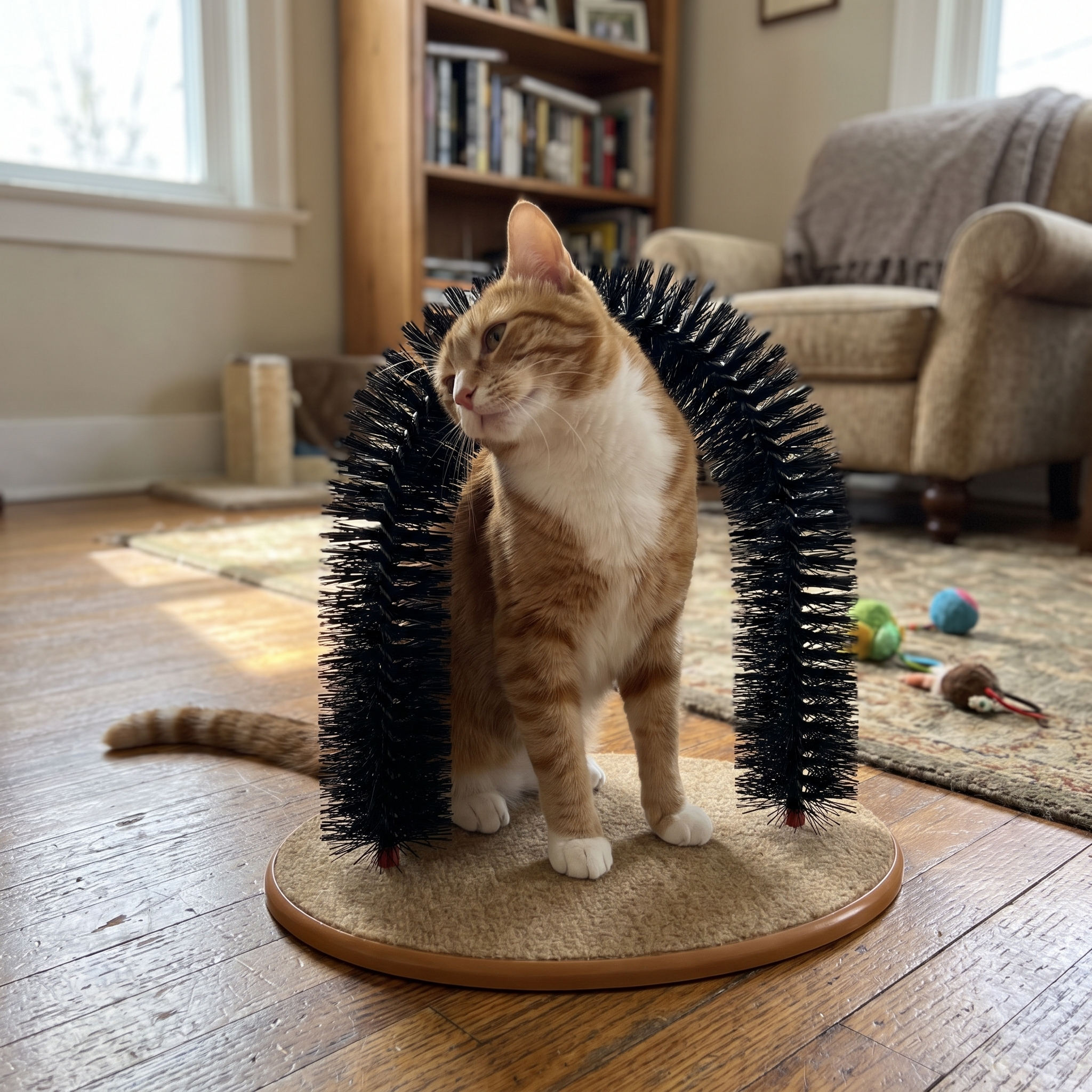 Pet using the product in a real home