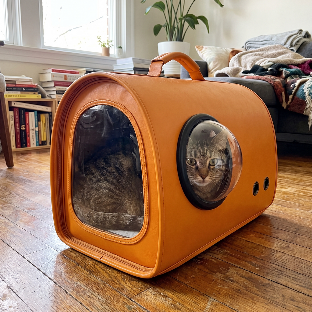 Pet using the product in a real home