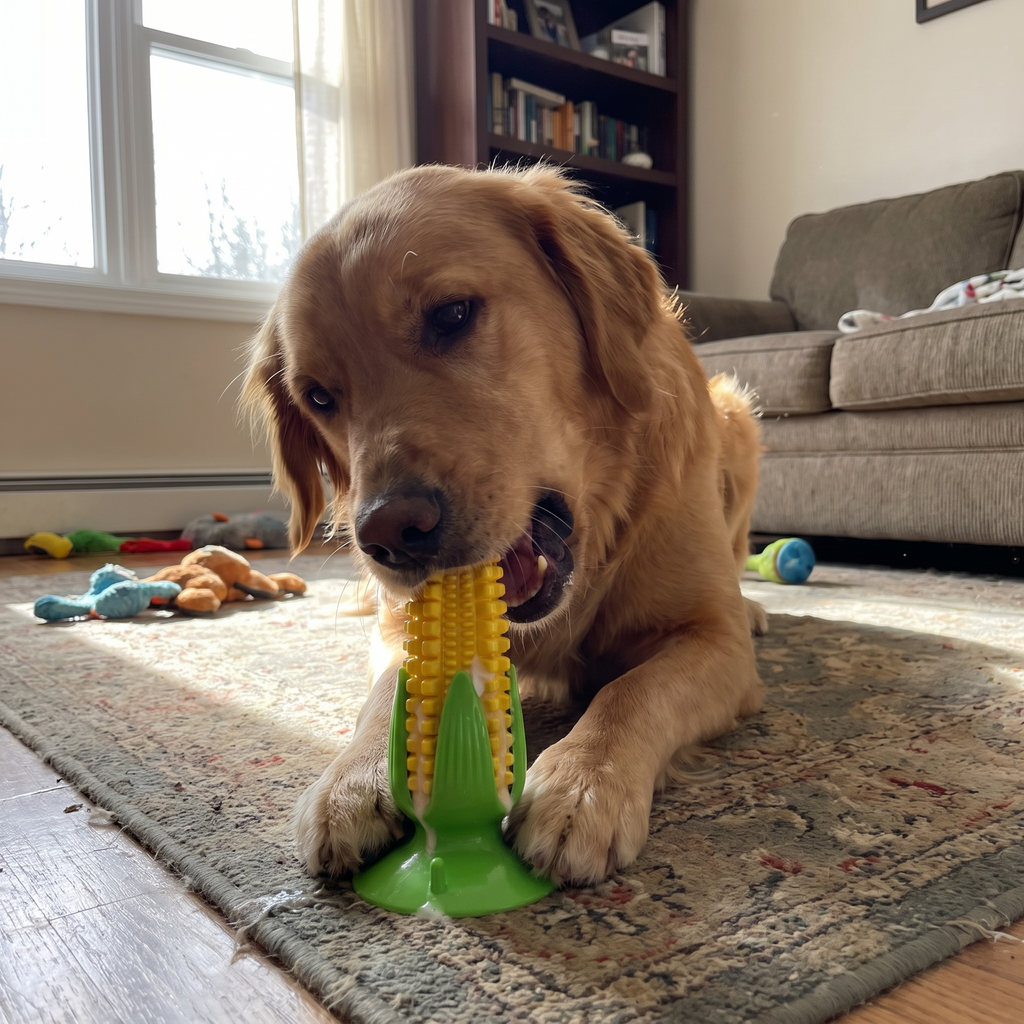 Pet using the product in a real home