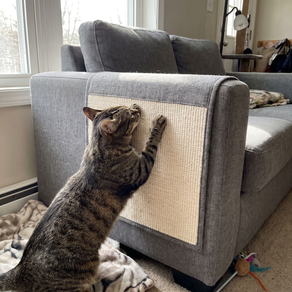 Pet using the product in a real home