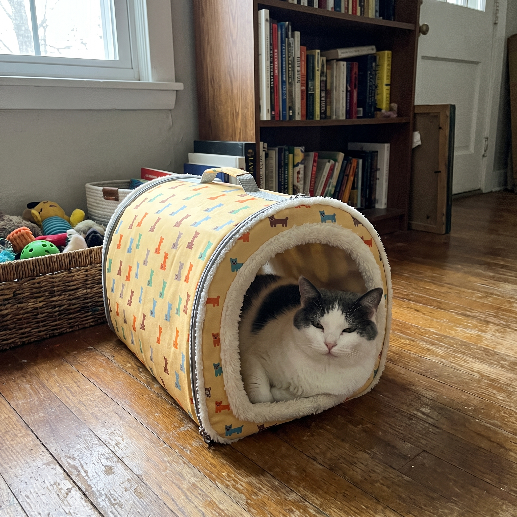 Pet using the product in a real home