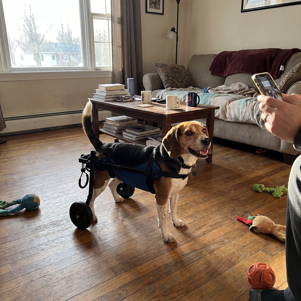 Pet using the product in a real home