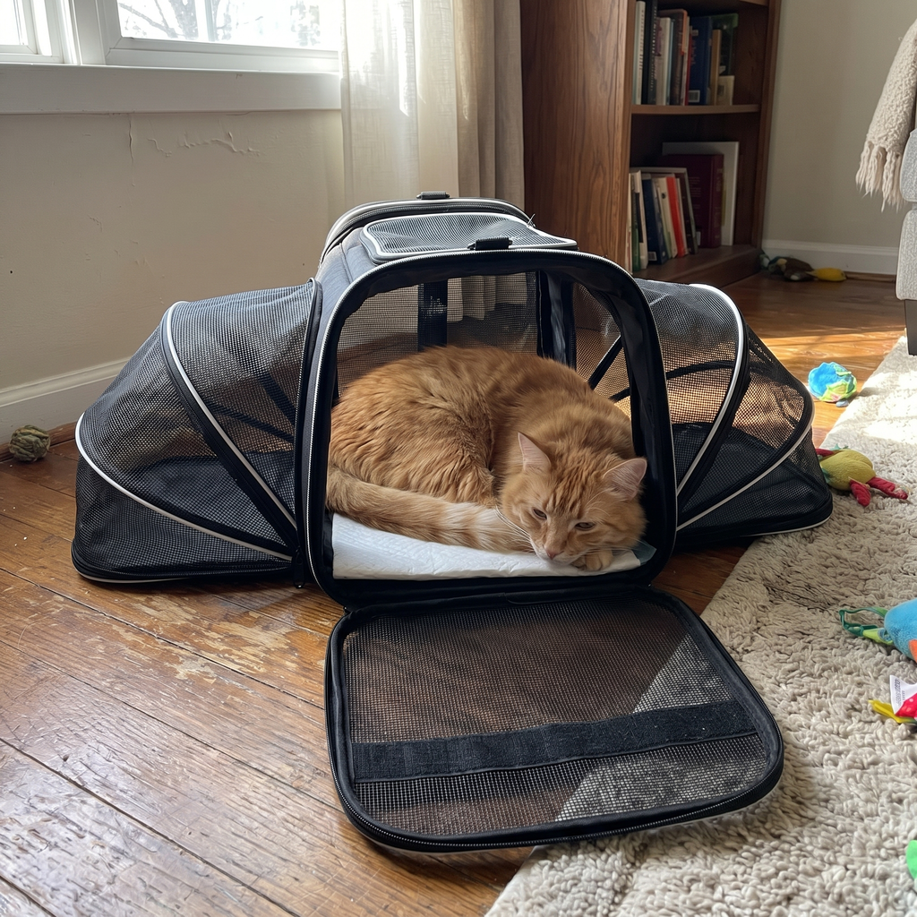 Pet using the product in a real home