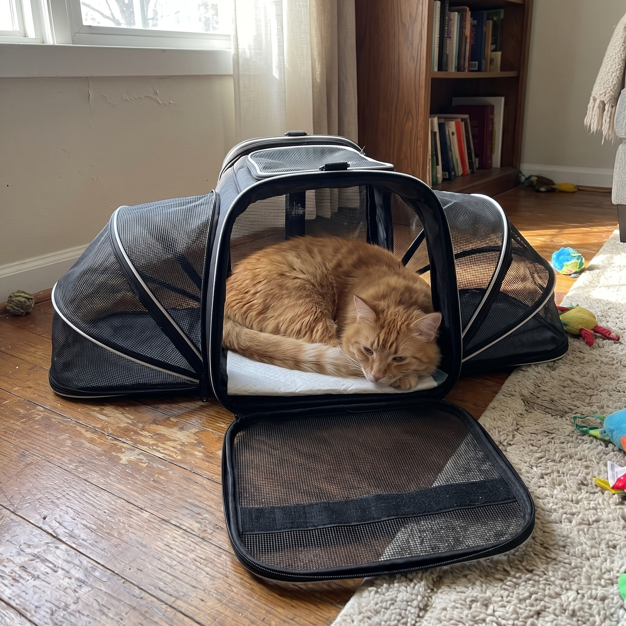 Pet using the product in a real home