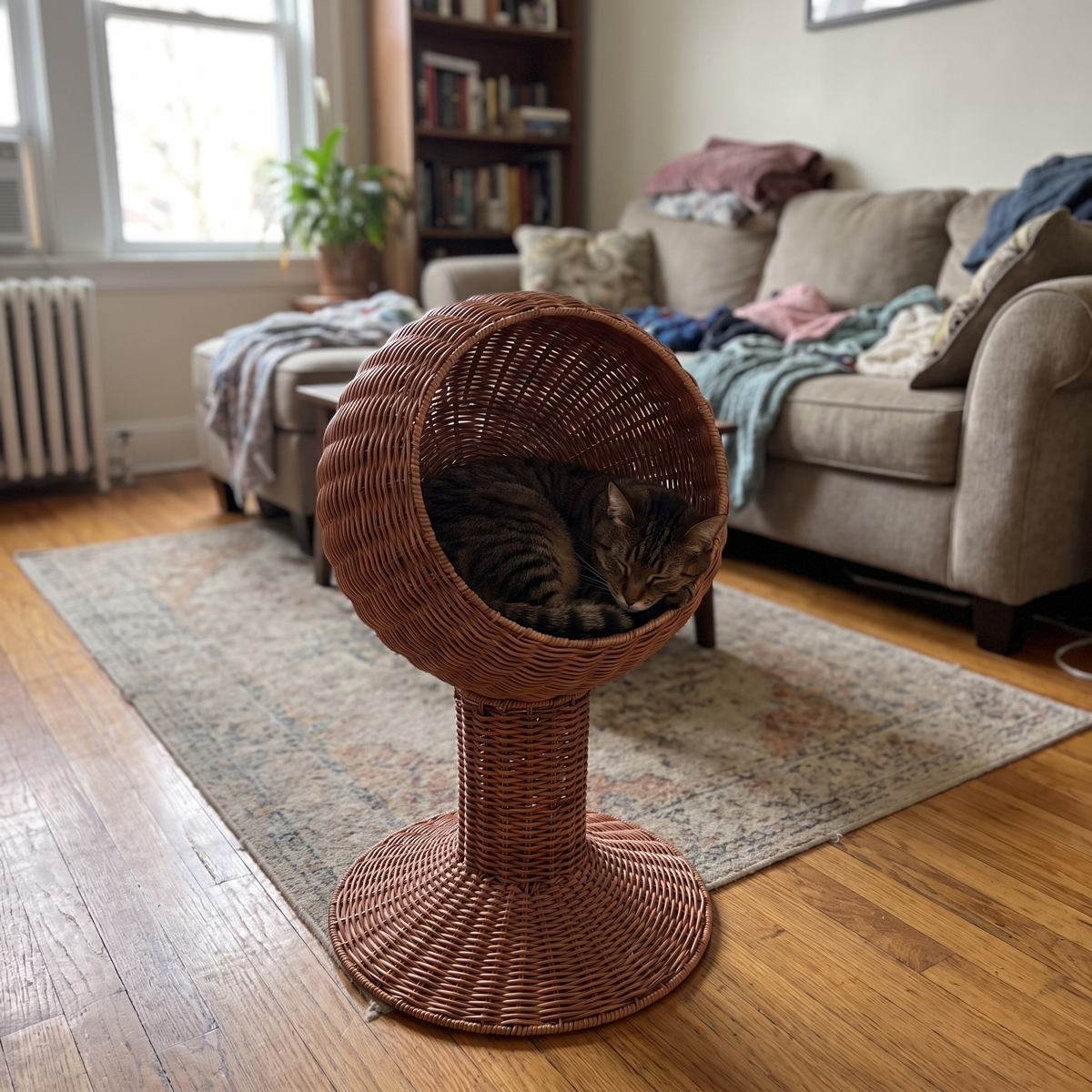 Pet using the product in a real home