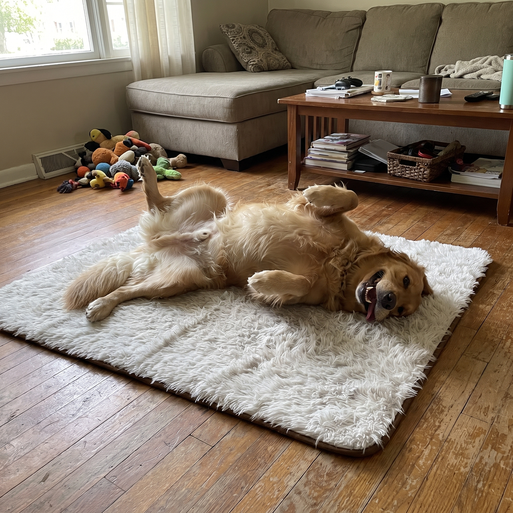 Pet using the product in a real home