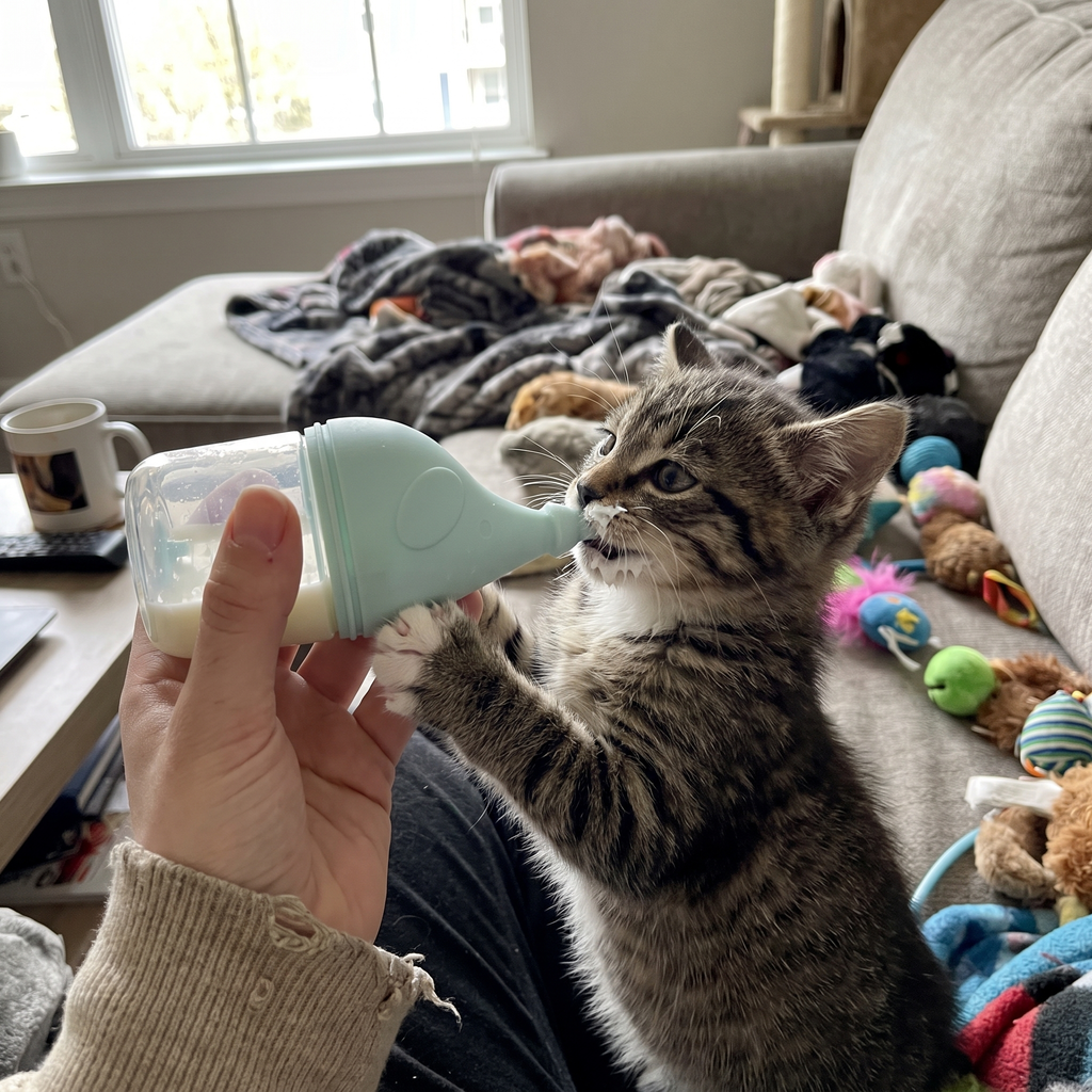 Pet using the product in a real home