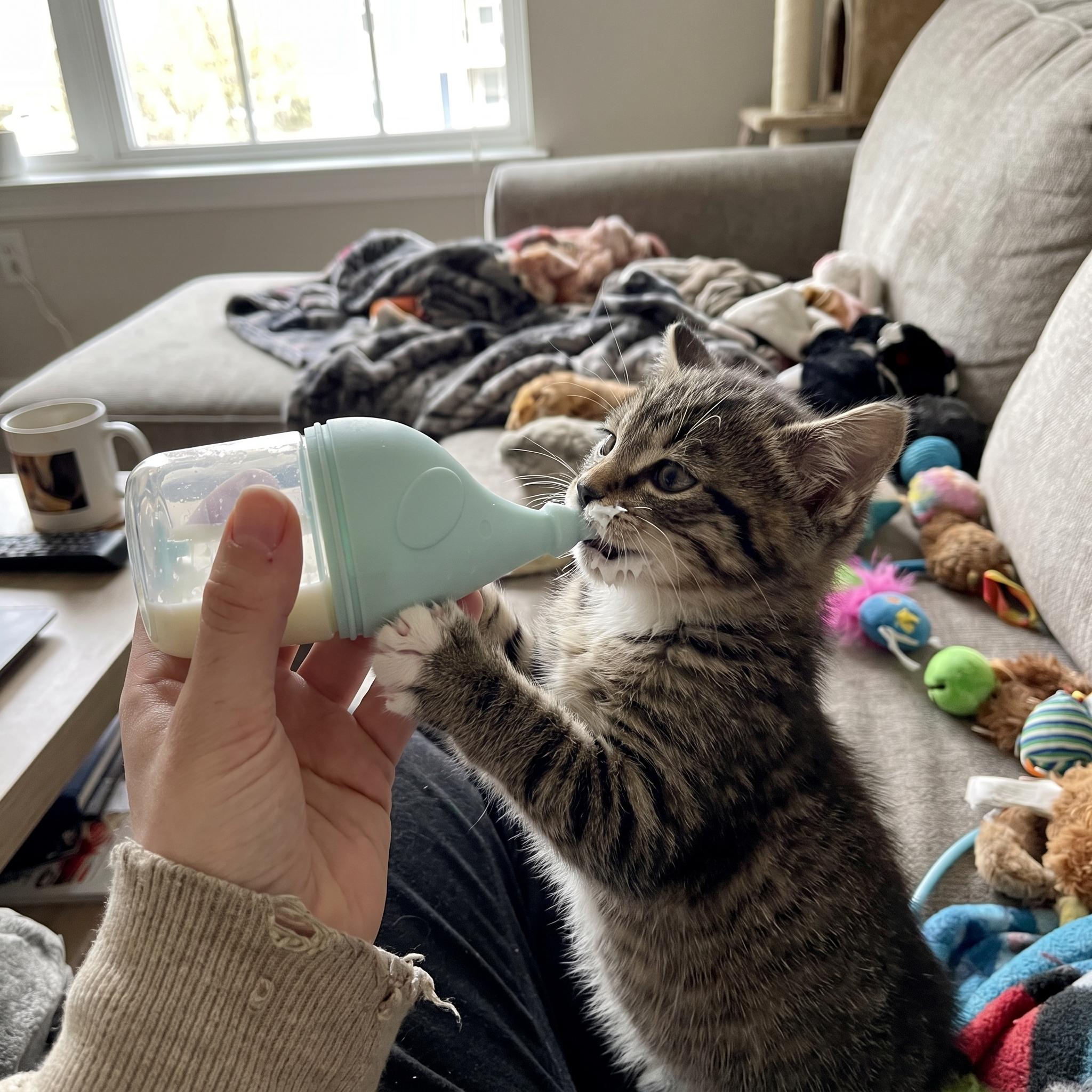 Pet using the product in a real home