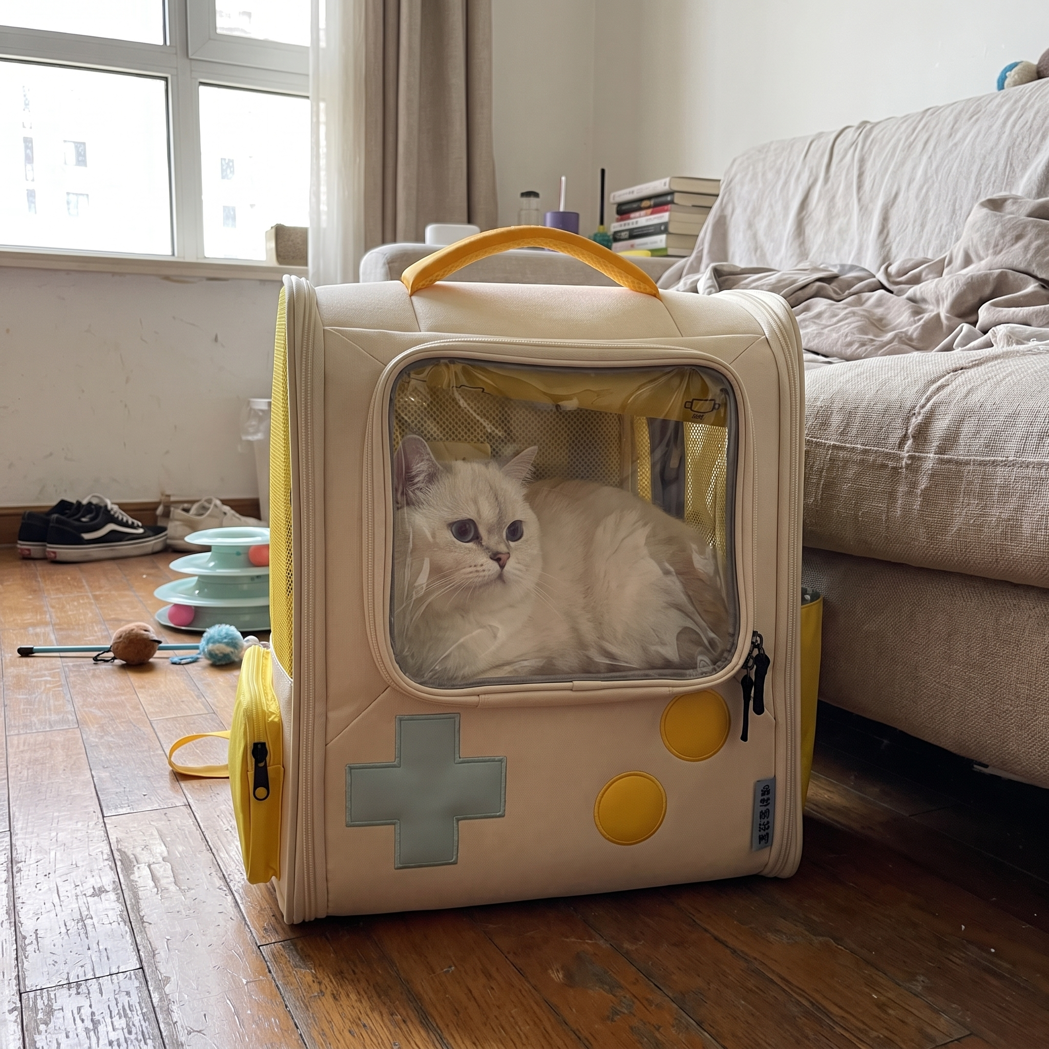 Pet using the product in a real home