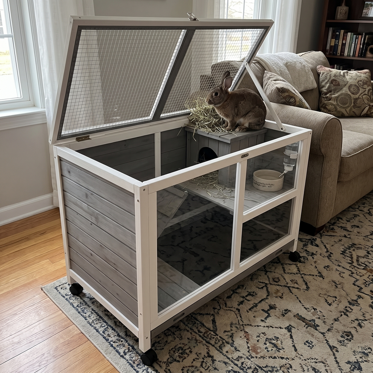Pet using the product in a real home