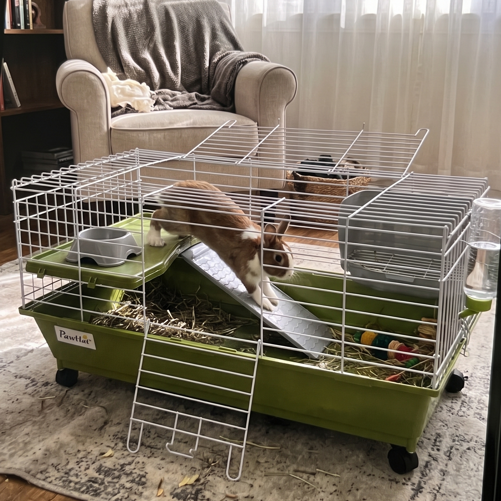 Pet using the product in a real home