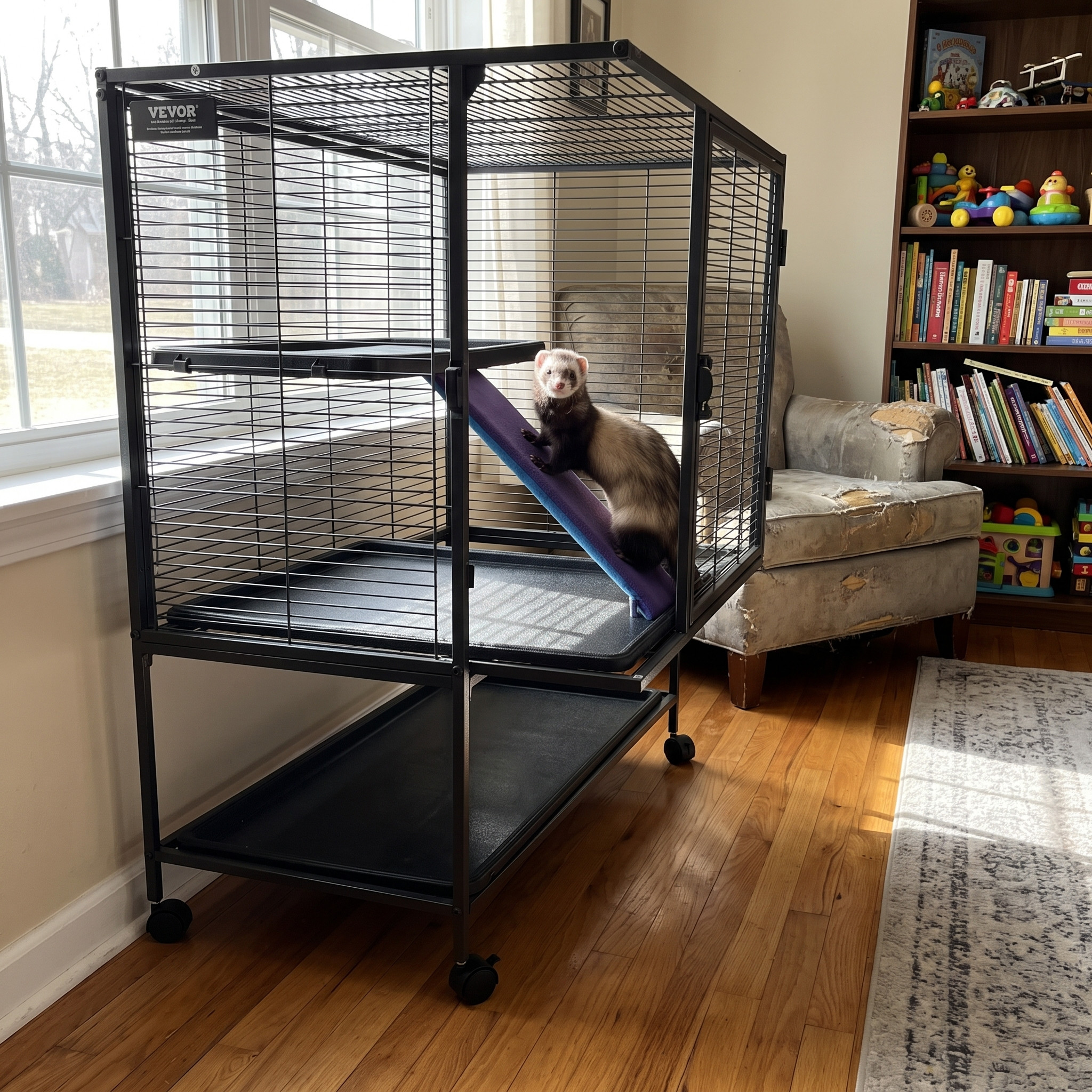 Pet using the product in a real home