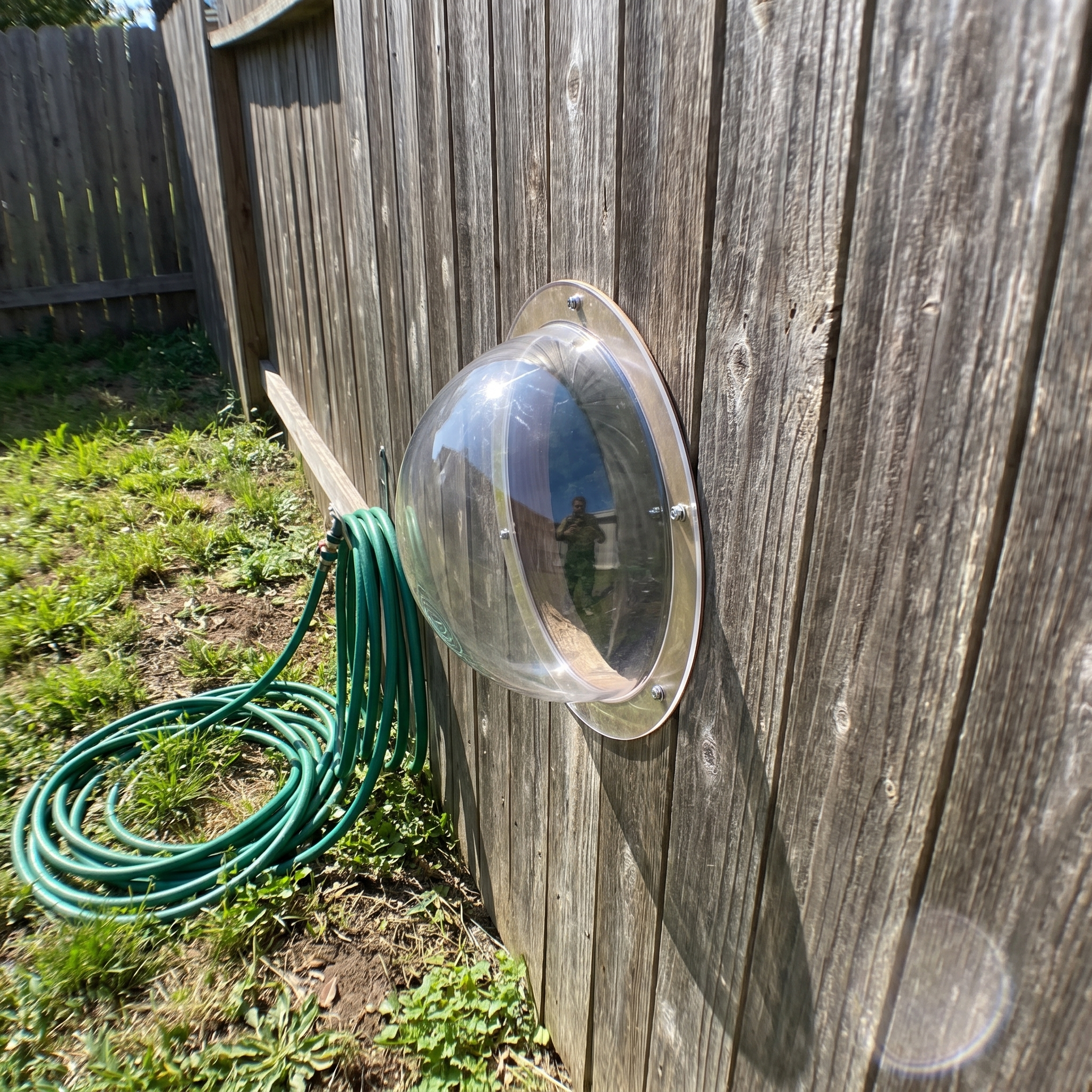 Acrylic pet fence window installed in a backyard fence - wrenwood ugc lifestyle v2
