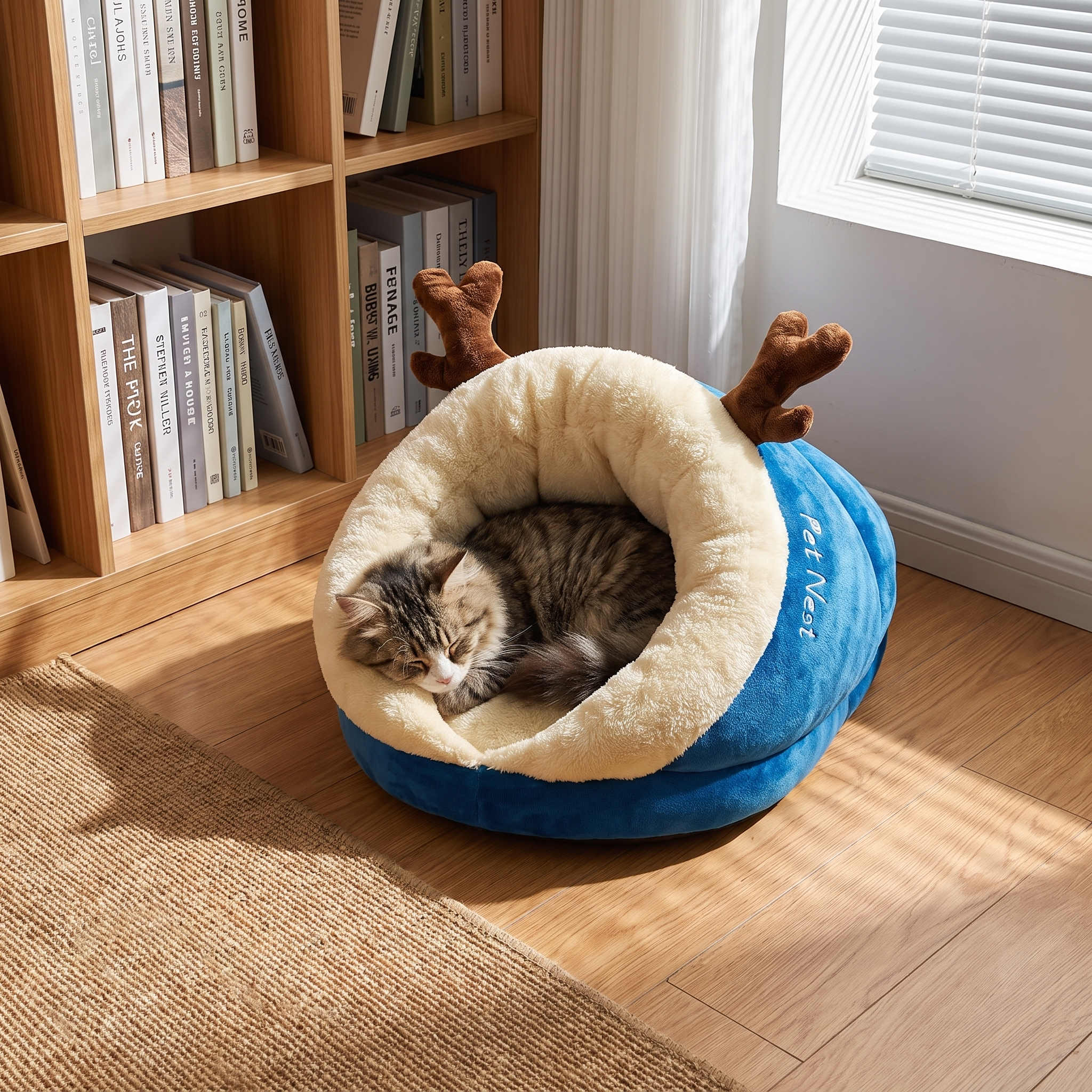 Cat curled in the slipper cuddler bed at home - wrenwood ugc lifestyle v2