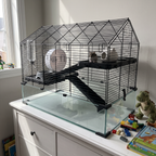 Wire hamster cage on a dresser in a kid's bedroom, dwarf hamster on platform - wrenwood ugc lifestyle v3