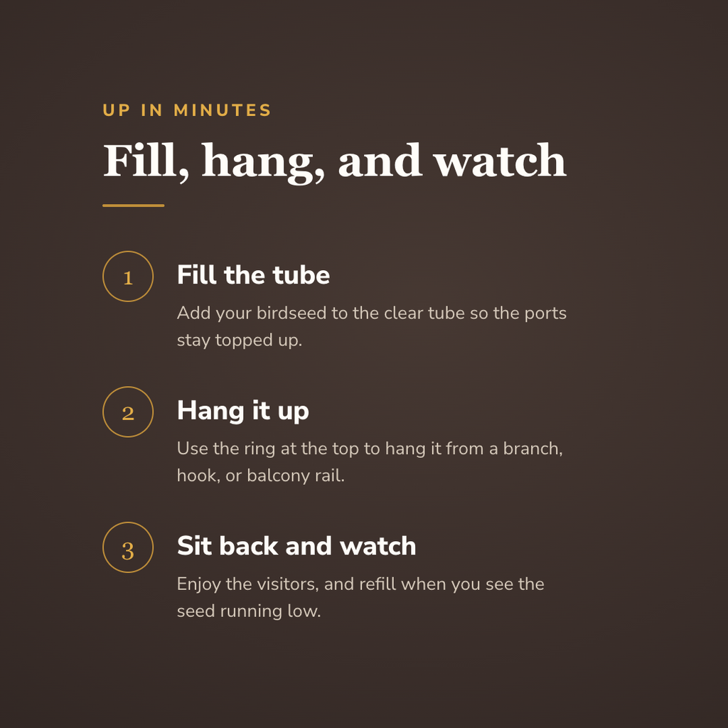 How the hanging bird feeder works in three steps - wrenwood howitworks