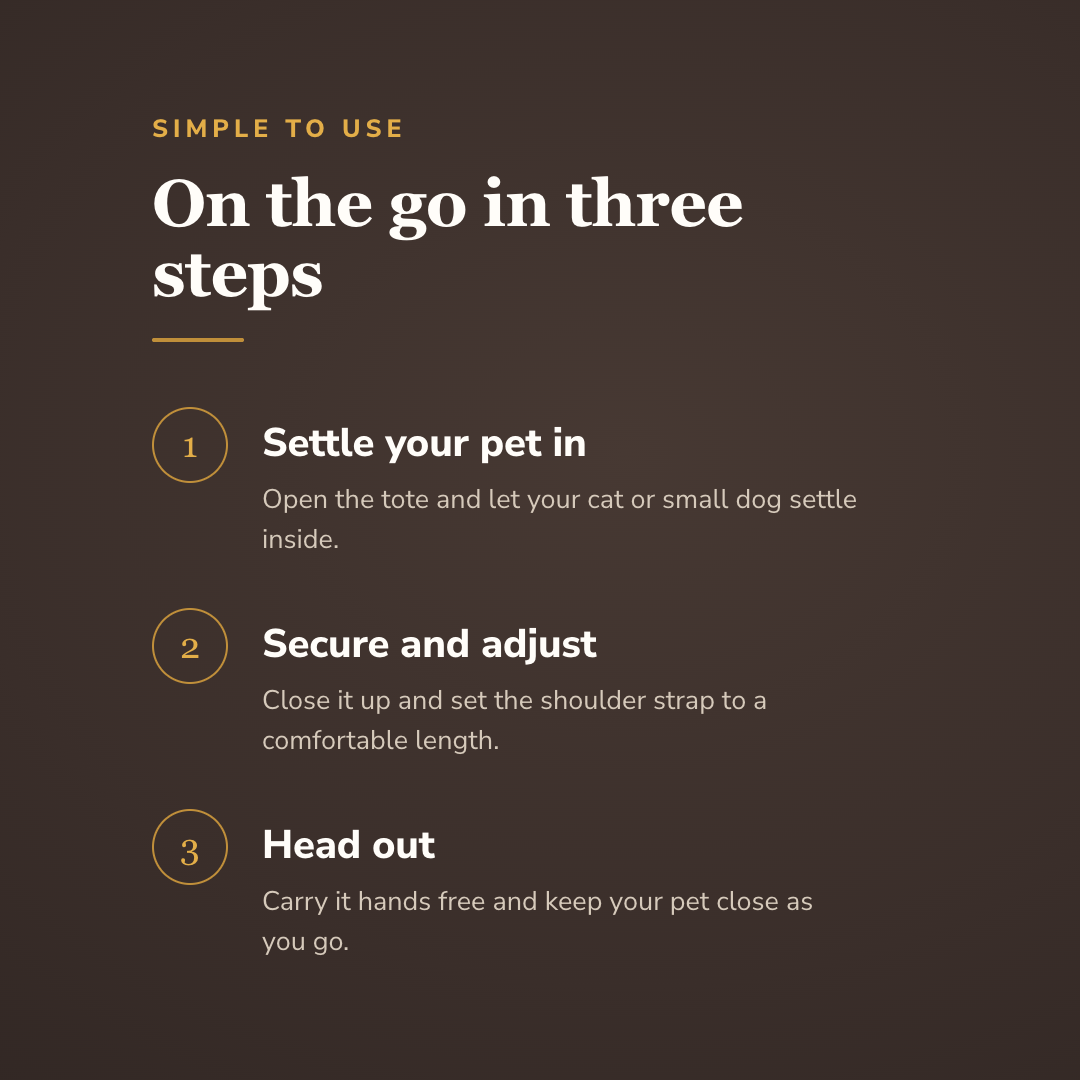 How the portable pet handbag carrier works in three steps - wrenwood howitworks