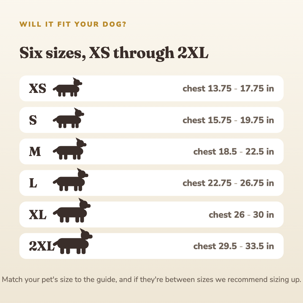 Size and fit guide for the dog life jacket - wrenwood sizefit