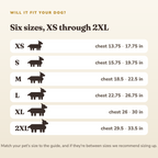 Size and fit guide for the dog life jacket - wrenwood sizefit