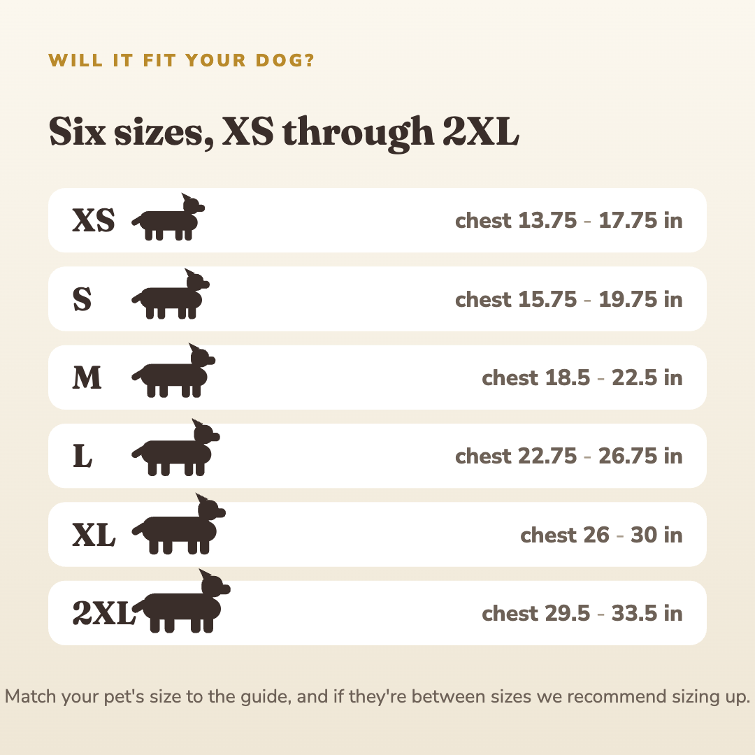 Size and fit guide for the dog life jacket - wrenwood sizefit