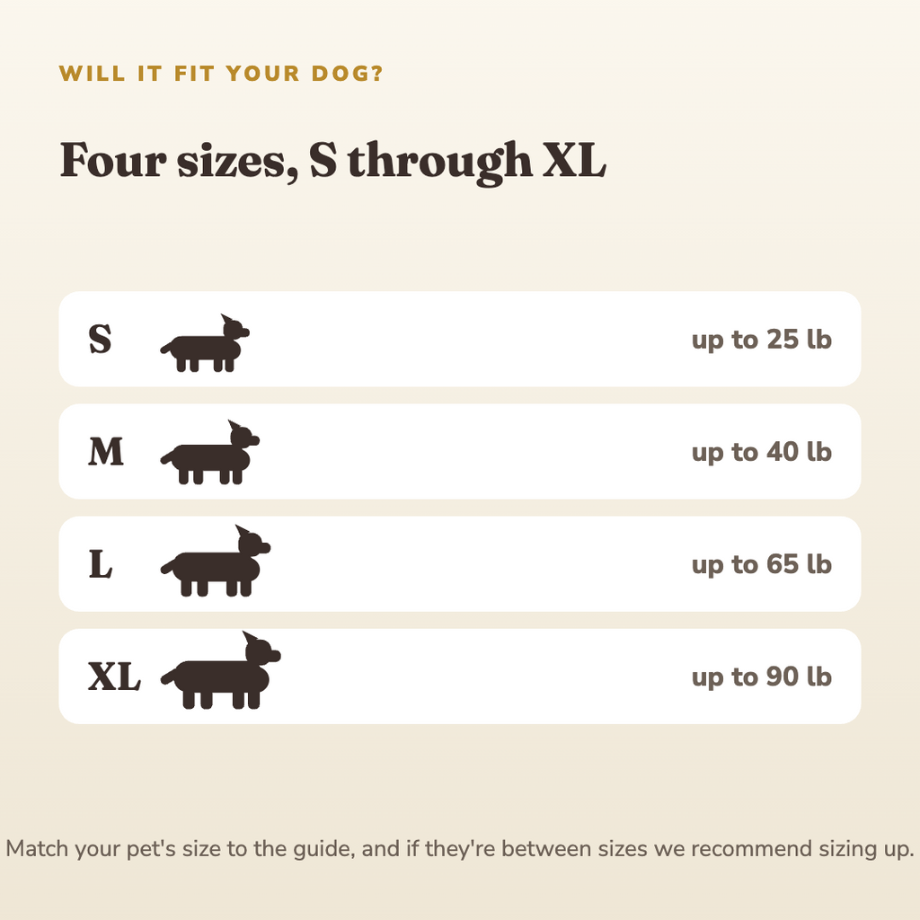 Size and fit guide for the velvet plush pet bed - wrenwood sizefit