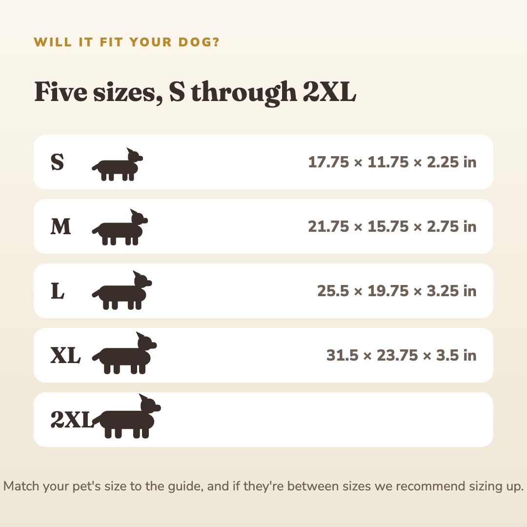 Size and fit guide for the waterproof pet sofa bed - wrenwood sizefit