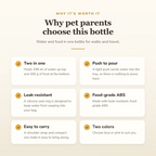Why buyers choose this bottle: two in one, push to pour, leak-resistant, food-grade ABS, easy to carry, two colors